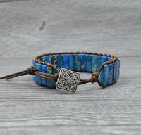 Natural Stone Leather Charm Bracelet - Coolpeacock