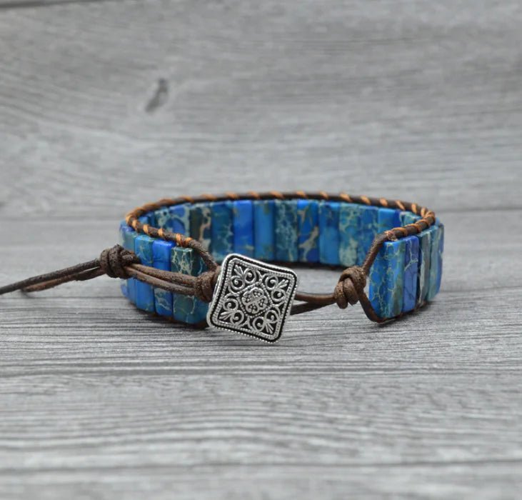 Natural Stone Leather Charm Bracelet - Coolpeacock