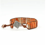 Natural Stone Leather Charm Bracelet - Coolpeacock