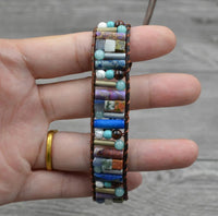 Natural Stone Leather Charm Bracelet - Coolpeacock