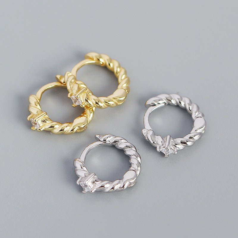 New CZ Twisted 925 Sterling Silver Hoop Earrings - KIAHMILLA
