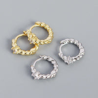New CZ Twisted 925 Sterling Silver Hoop Earrings - KIAHMILLA