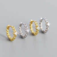 New CZ Twisted 925 Sterling Silver Hoop Earrings - KIAHMILLA