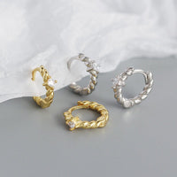 New CZ Twisted 925 Sterling Silver Hoop Earrings - KIAHMILLA