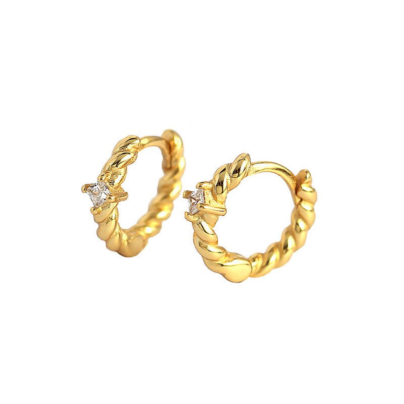 New CZ Twisted 925 Sterling Silver Hoop Earrings - KIAHMILLA