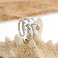 New Double Band Adjustable Bowknot Heart Charm 925 Sterling Silver Fashionable Women's Ring - KIAHMILLA