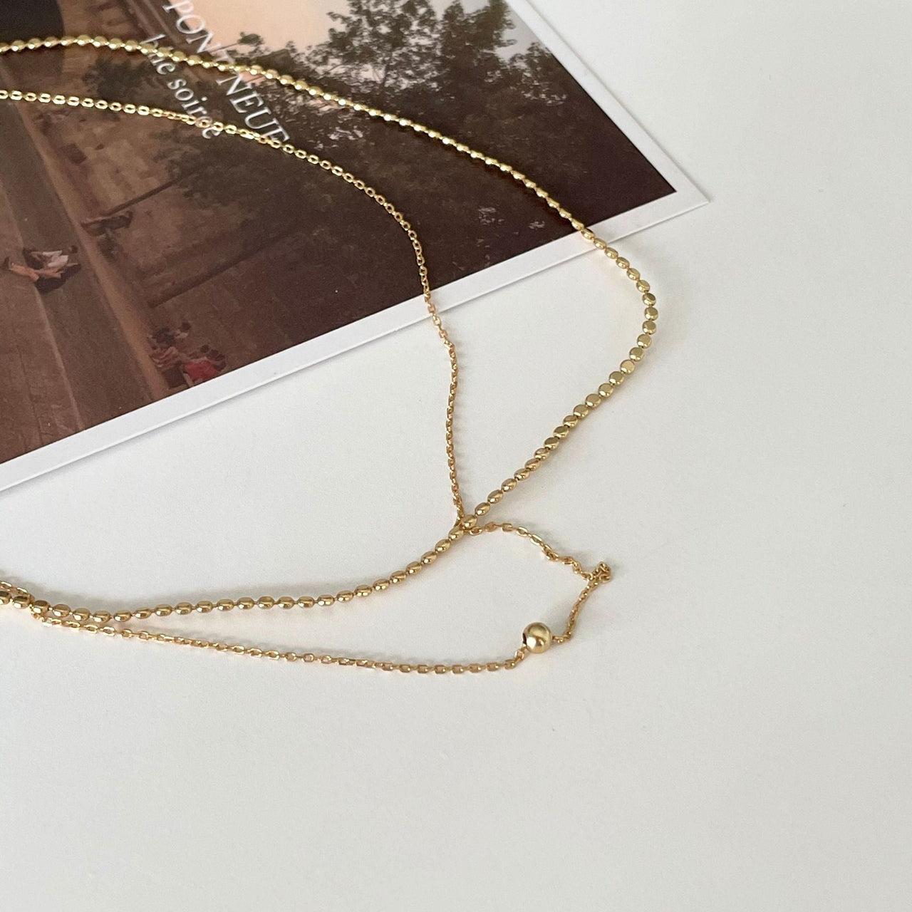 New Double Layers Beads Chain 925 Sterling Silver Necklace - KIAHMILLA