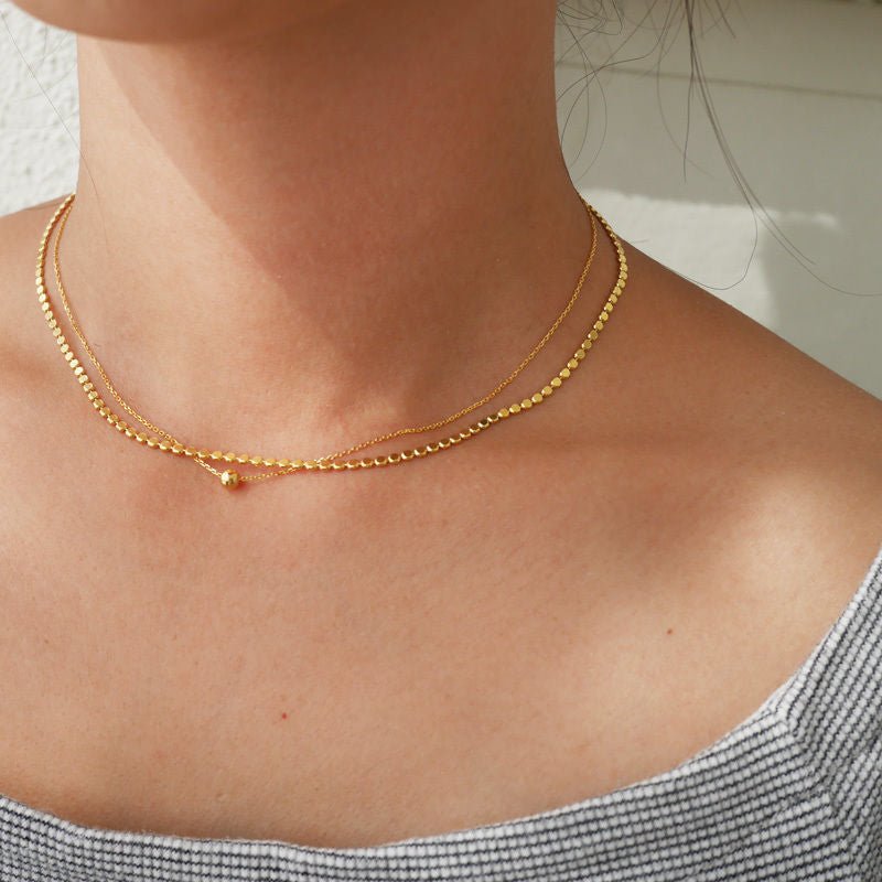 New Double Layers Beads Chain 925 Sterling Silver Necklace - KIAHMILLA