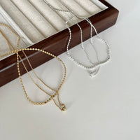 New Double Layers Beads Chain 925 Sterling Silver Necklace - KIAHMILLA