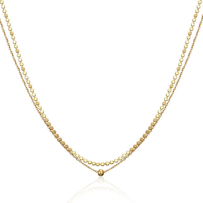 New Double Layers Beads Chain 925 Sterling Silver Necklace - KIAHMILLA