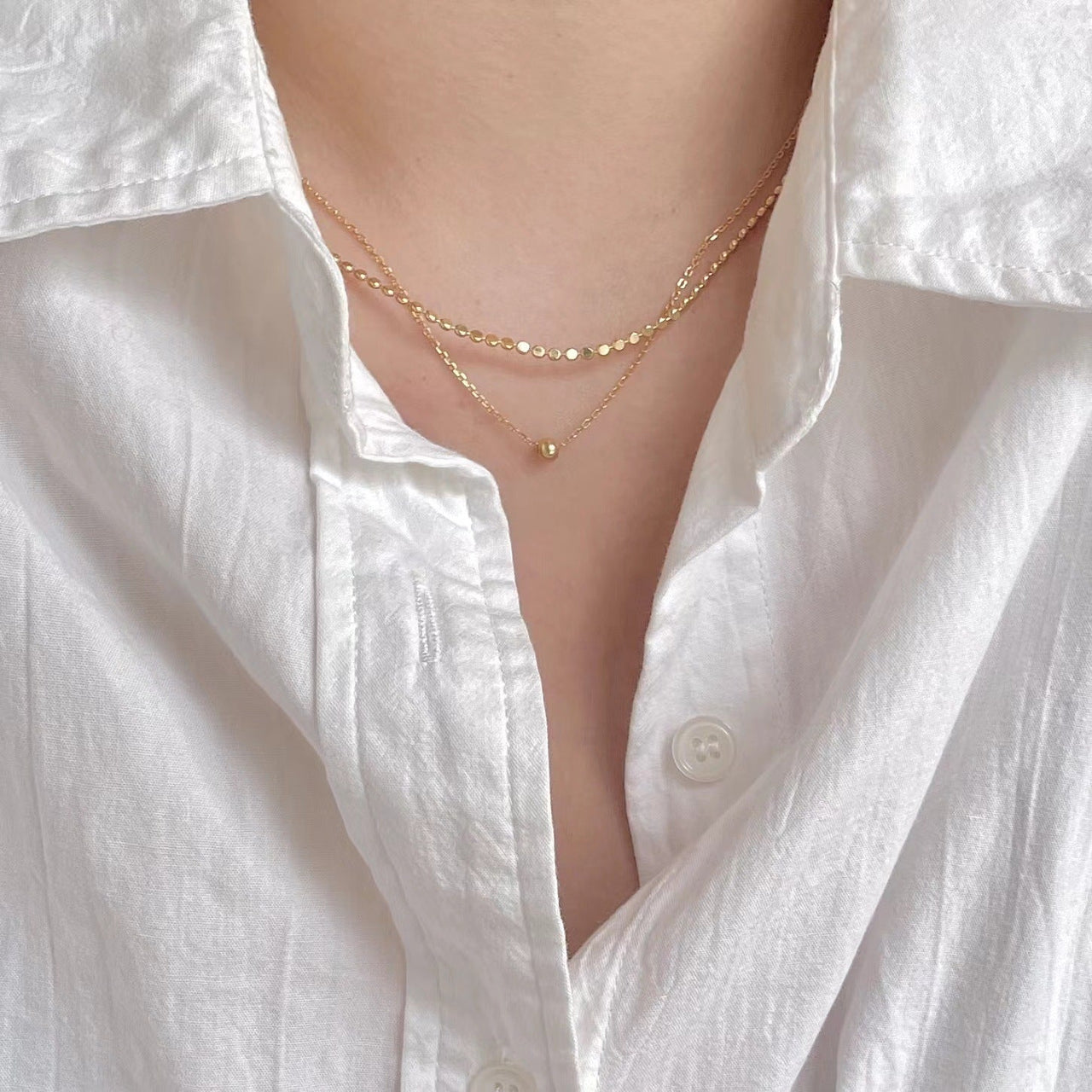 New Double Layers Beads Chain 925 Sterling Silver Necklace - KIAHMILLA