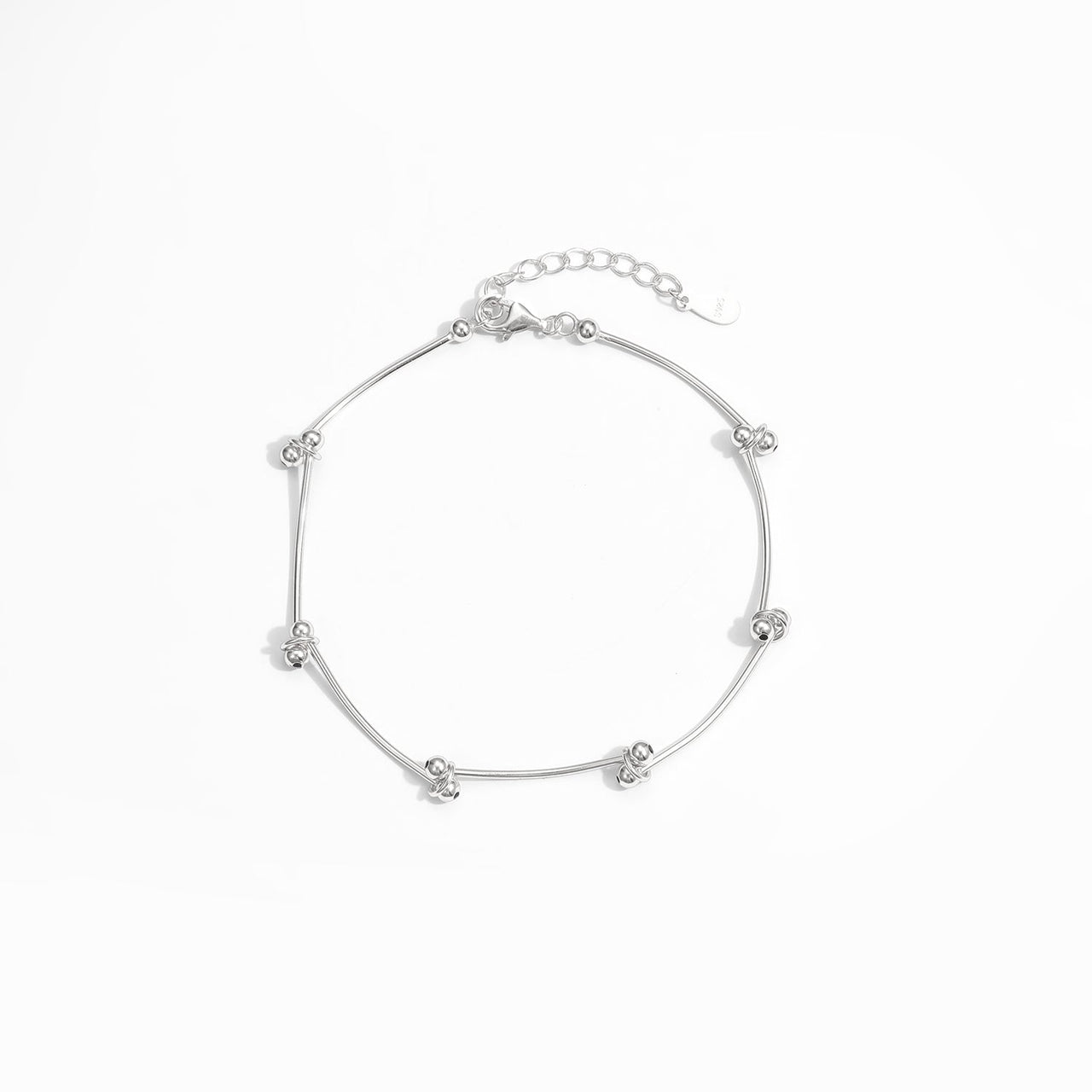 New Folding Lines Bead Knot 925 Sterling Silver Adjustable Bracelet - KIAHMILLA