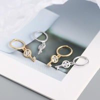 New Four Leaf Clover Key 925 Sterling Silver Hoop Earrings - KIAHMILLA