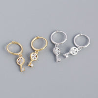 New Four Leaf Clover Key 925 Sterling Silver Hoop Earrings - KIAHMILLA