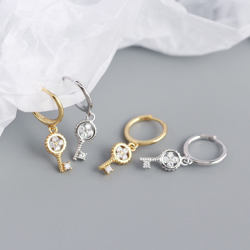 New Four Leaf Clover Key 925 Sterling Silver Hoop Earrings - KIAHMILLA