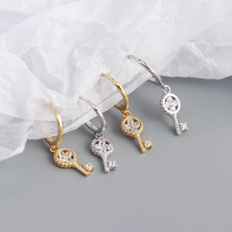 New Four Leaf Clover Key 925 Sterling Silver Hoop Earrings - KIAHMILLA