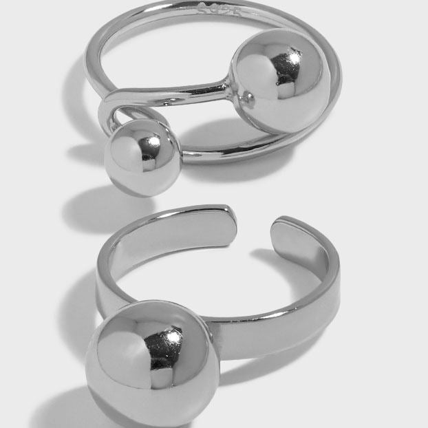 New Geometry Ball 925 Sterling Silver Adjustable Ring - KIAHMILLA