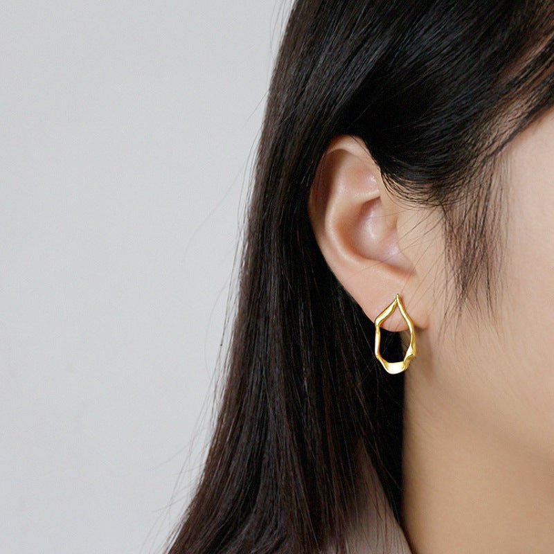 New Geometry Irregular Oval Circle 925 Sterling Silver Stud Earrings - KIAHMILLA