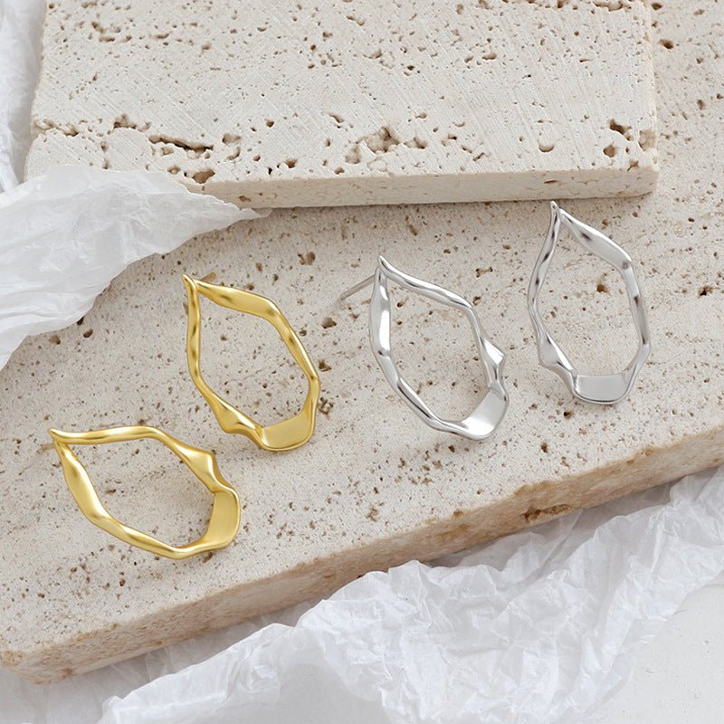 New Geometry Irregular Oval Circle 925 Sterling Silver Stud Earrings - KIAHMILLA