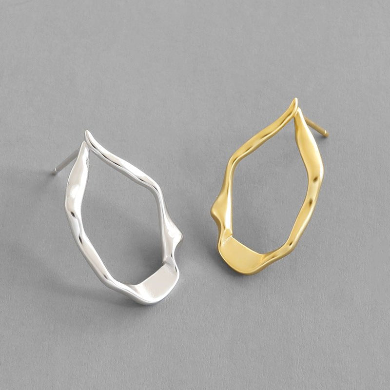 New Geometry Irregular Oval Circle 925 Sterling Silver Stud Earrings - KIAHMILLA