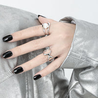 New Irregular Double Hollow Circles 925 Sterling Silver Adjustable Ring - KIAHMILLA