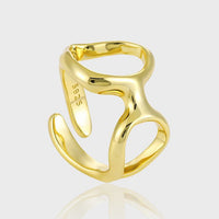 New Irregular Double Hollow Circles 925 Sterling Silver Adjustable Ring - KIAHMILLA