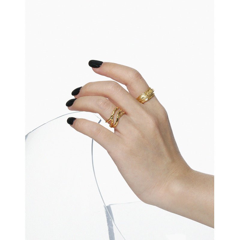 New Irregular River Wave 925 Sterling Silver Adjustable Ring - KIAHMILLA