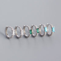 New Rectangle CZ Geometry 925 Sterling Silver Huggie Hoop Earrings - KIAHMILLA