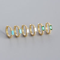 New Rectangle CZ Geometry 925 Sterling Silver Huggie Hoop Earrings - KIAHMILLA