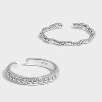 Office Bead Wave Twisted 925 Sterling Silver Adjustable Ring - KIAHMILLA