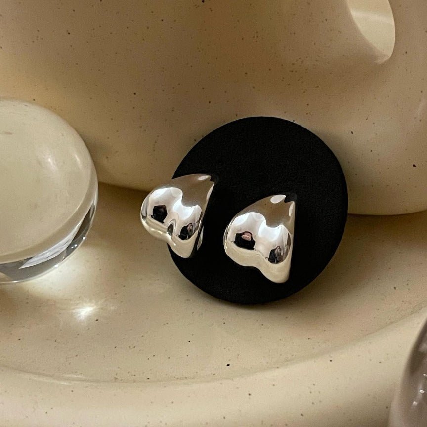 Office C Shape Wide 925 Sterling Silver Stud Earrings - KIAHMILLA