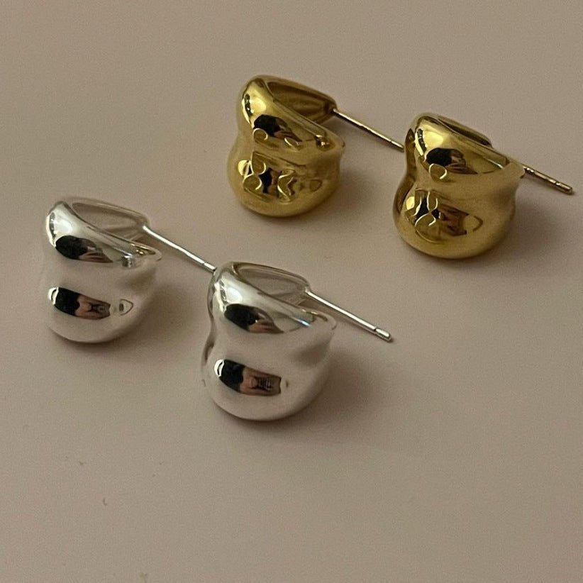 Office C Shape Wide 925 Sterling Silver Stud Earrings - KIAHMILLA