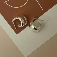 Office C Shape Wide 925 Sterling Silver Stud Earrings - KIAHMILLA