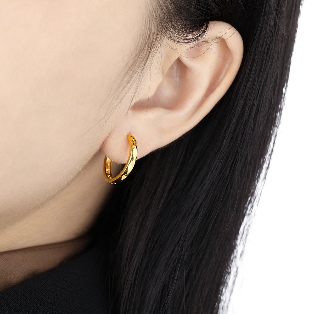 Office Causal Rhombus Carved 925 Sterling Silver Hoop Earrings - KIAHMILLA