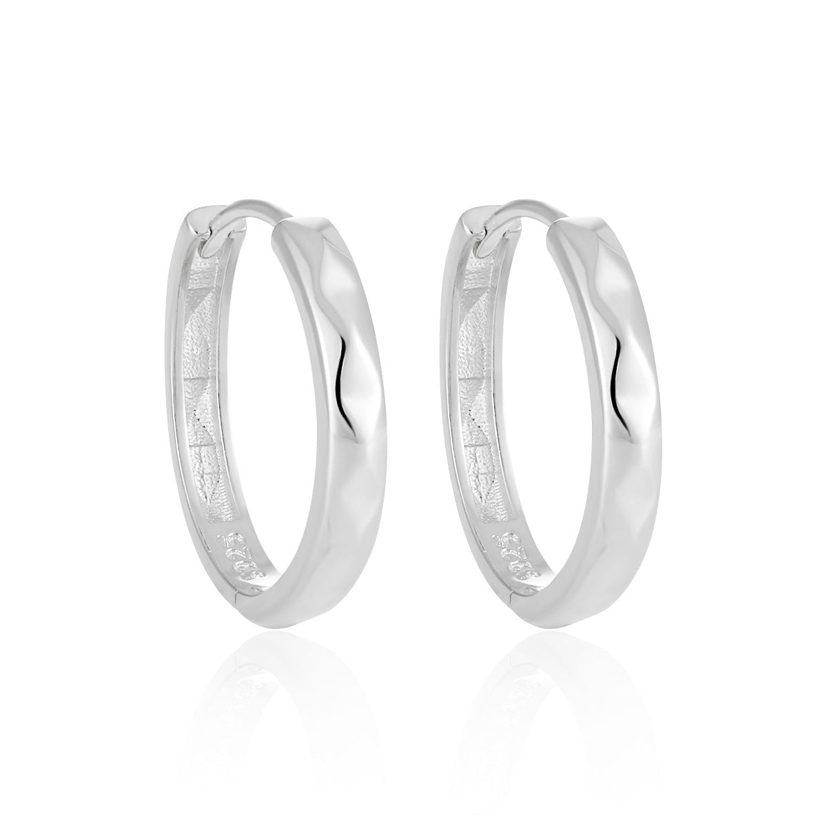 Office Causal Rhombus Carved 925 Sterling Silver Hoop Earrings - KIAHMILLA