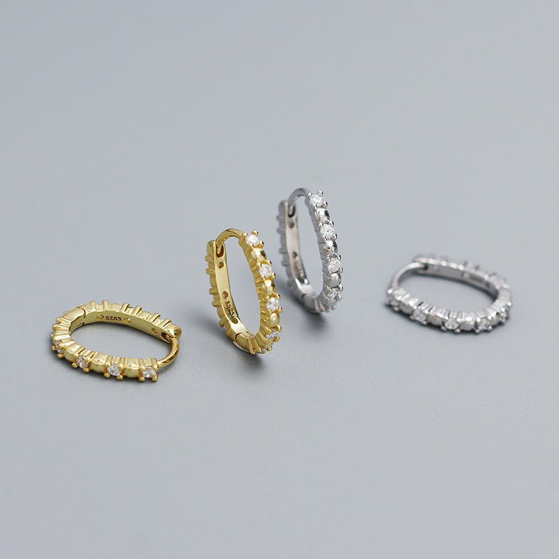 Office CZ U Shape 925 Sterling Silver Stacker Hoop Earrings - KIAHMILLA