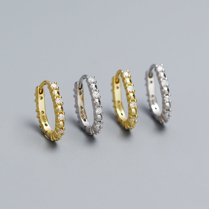 Office CZ U Shape 925 Sterling Silver Stacker Hoop Earrings - KIAHMILLA