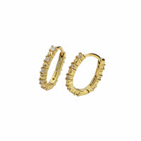 Office CZ U Shape 925 Sterling Silver Stacker Hoop Earrings - KIAHMILLA