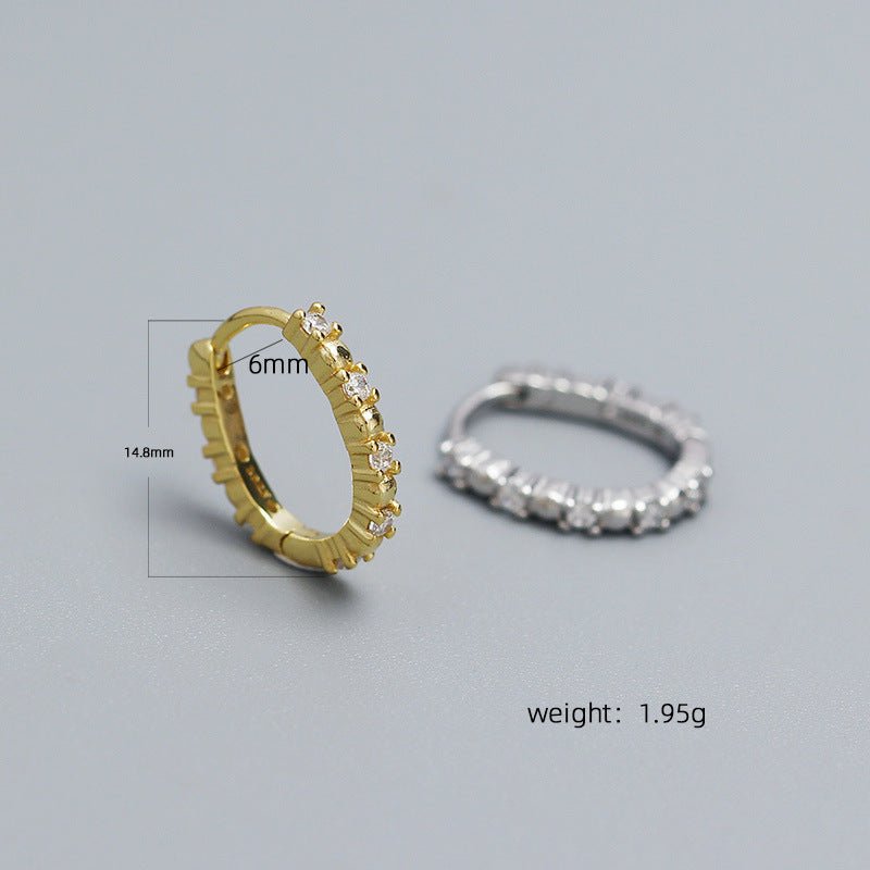 Office CZ U Shape 925 Sterling Silver Stacker Hoop Earrings - KIAHMILLA