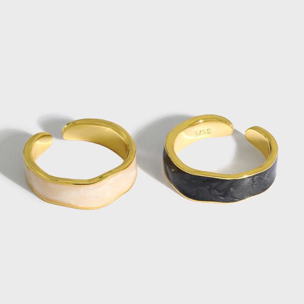 Office Epoxy Wave Irregular 925 Sterling Silver Adjustable Ring - KIAHMILLA
