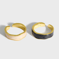 Office Epoxy Wave Irregular 925 Sterling Silver Adjustable Ring - KIAHMILLA