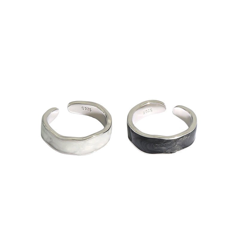 Office Epoxy Wave Irregular 925 Sterling Silver Adjustable Ring - KIAHMILLA