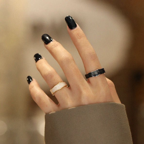 Office Epoxy Wave Irregular 925 Sterling Silver Adjustable Ring - KIAHMILLA