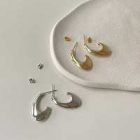 Office Geometry Arc U Shape 925 Sterling Silver Hoop Earrings - KIAHMILLA