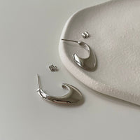 Office Geometry Arc U Shape 925 Sterling Silver Hoop Earrings - KIAHMILLA
