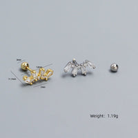 Office Geometry Sectors CZ 925 Sterling Silver Screw Stud Earrings - KIAHMILLA