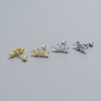 Office Geometry Sectors CZ 925 Sterling Silver Screw Stud Earrings - KIAHMILLA