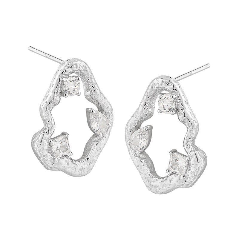 Office Hollow CZ Cloud 925 Sterling Silver Stud Earrings - KIAHMILLA