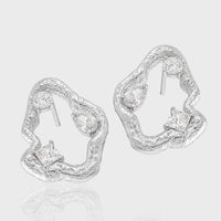 Office Hollow CZ Cloud 925 Sterling Silver Stud Earrings - KIAHMILLA