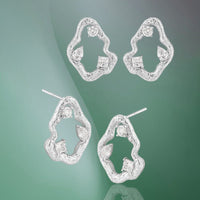 Office Hollow CZ Cloud 925 Sterling Silver Stud Earrings - KIAHMILLA